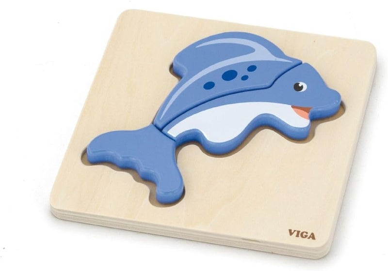 Viga New Classic Toys Viga Wooden Handy Fish Block Puzzle For Kids Ages 18+ Months, 59934 - Image 2